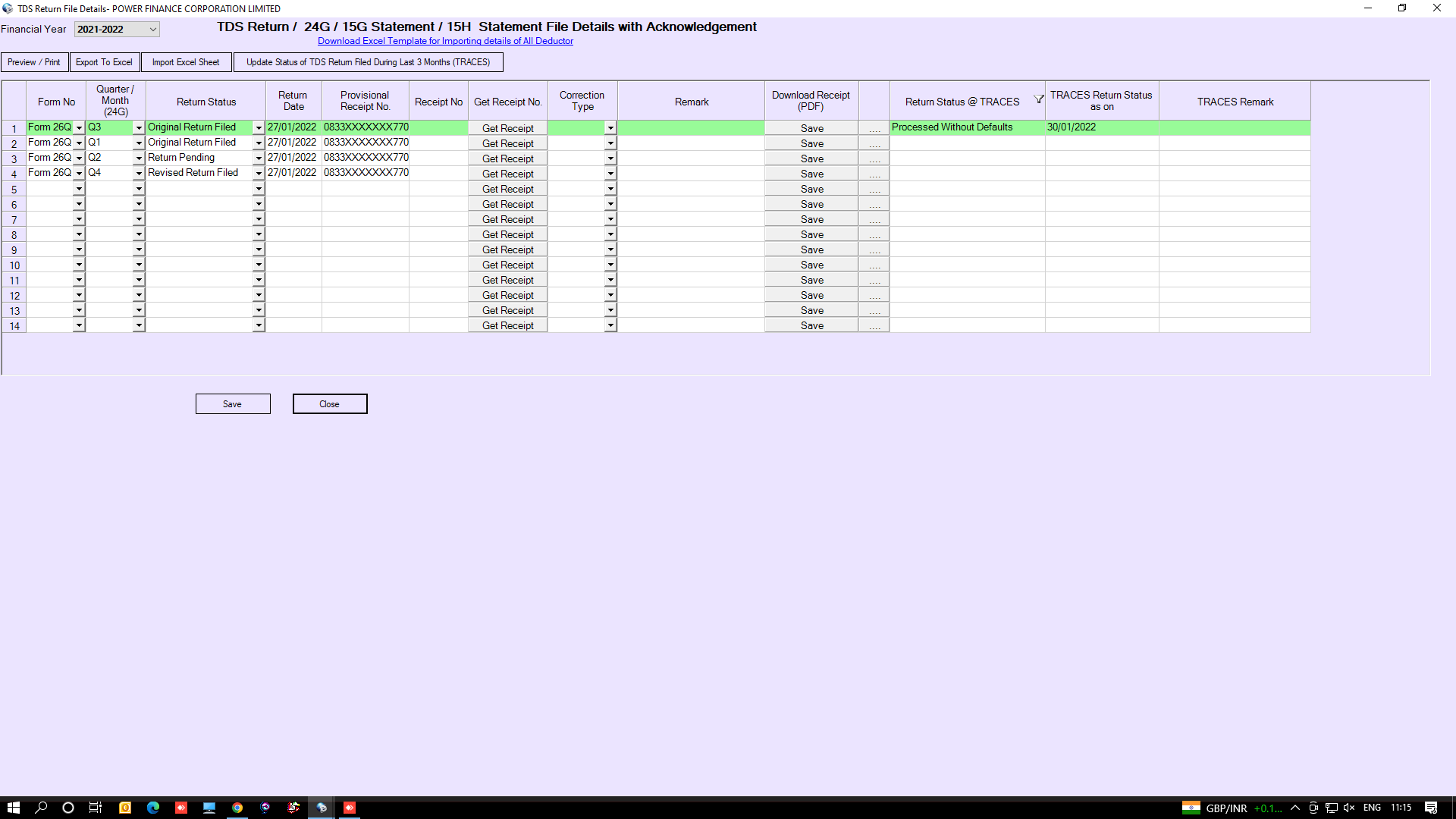 Return Filed Details