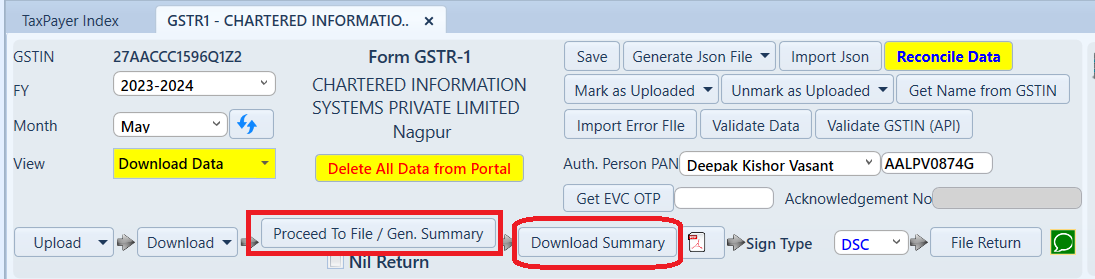 GSTR1 Proceed To File