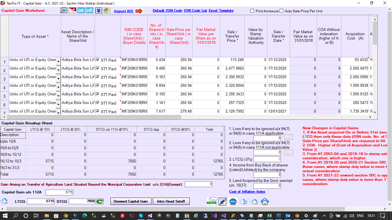 Capital Gain Income