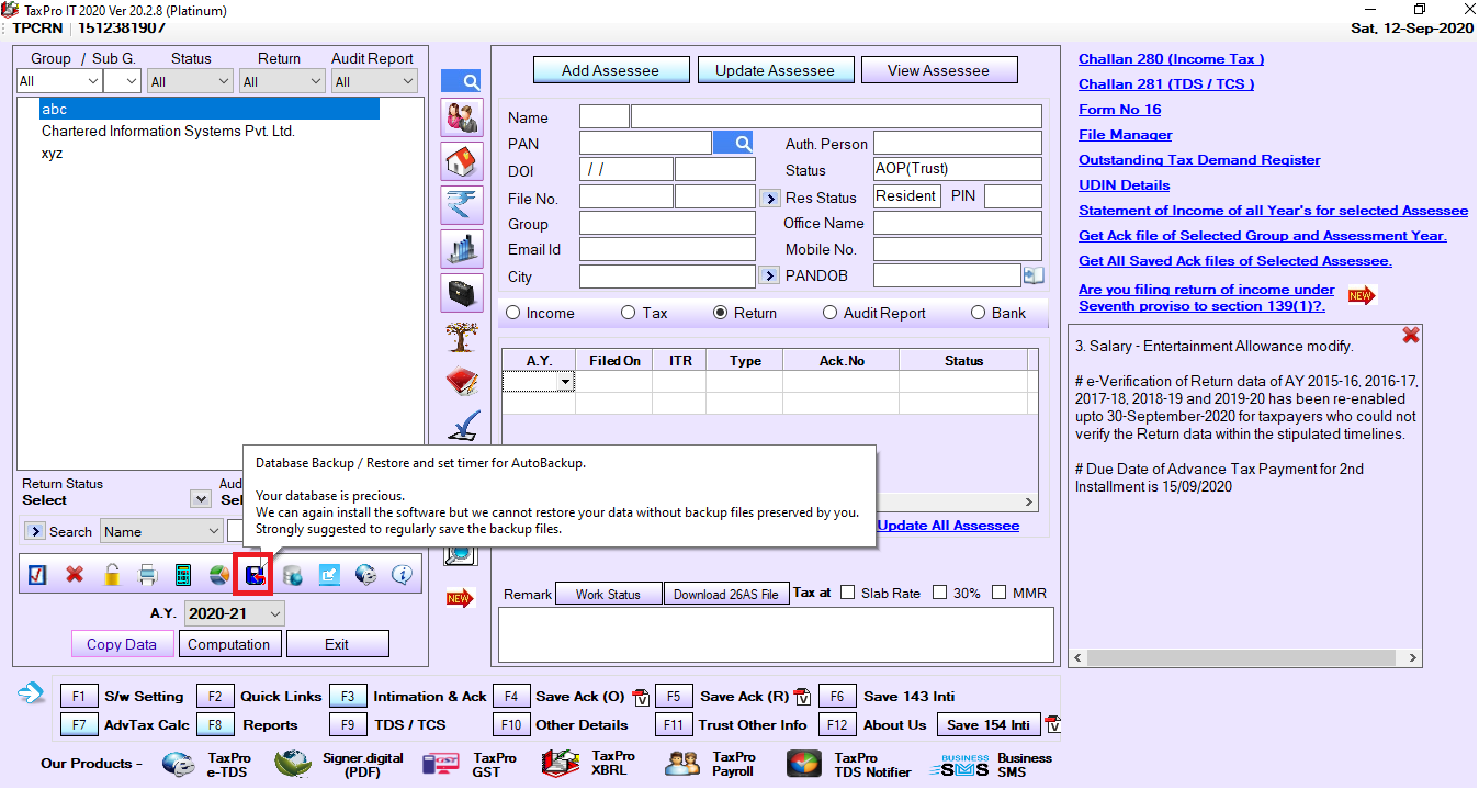 Backup Setting