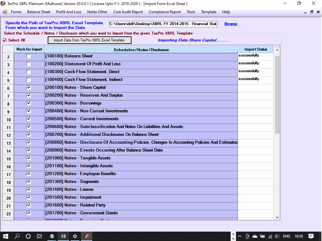 C & I Import from Excel